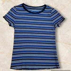 Womens (M) Blue Striped OG Shrunken Aero Slim-Fit Tee